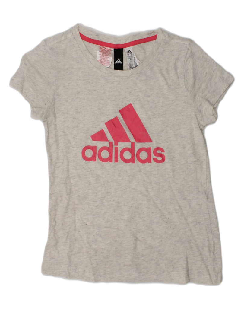 ADIDAS Girls Graphic T-Shirt Top 11-12 Years Grey Cotton | Vintage Adidas | Thrift | Second-Hand Adidas | Used Clothing | Messina Hembry 