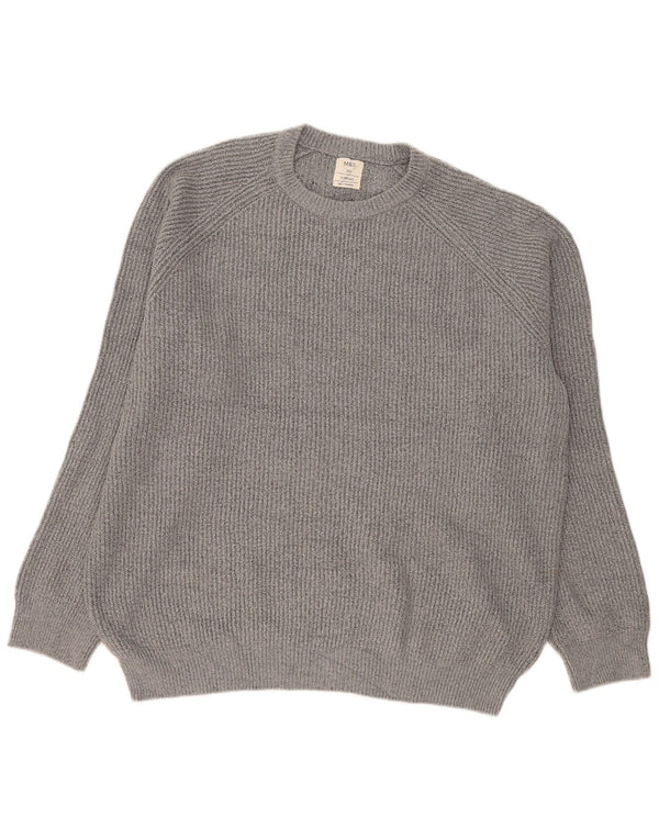 Marks & Spencer Mens Crew Neck Jumper Sweater 2XL Grey Polyamide