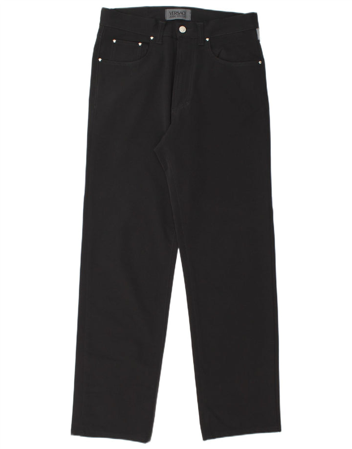 Versace Mens Straight Casual Trousers W33 L31 Black Polyamide