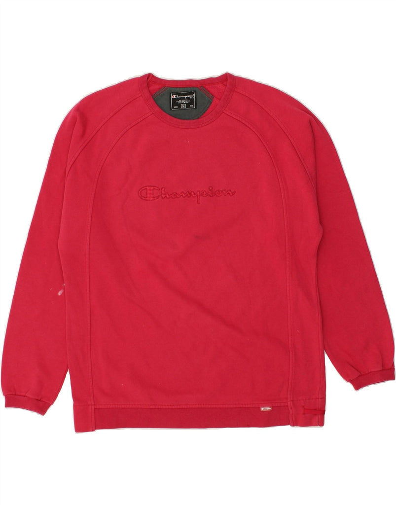 CHAMPION Womens Graphic Sweatshirt Jumper UK 14 Medium Pink | Vintage Champion | Thrift | Second-Hand Champion | Used Clothing | Messina Hembry 