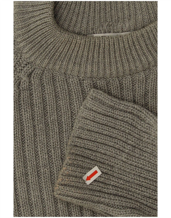 Zara Womens Crop Crew Neck Jumper Sweater UK 14 Medium Grey Cotton