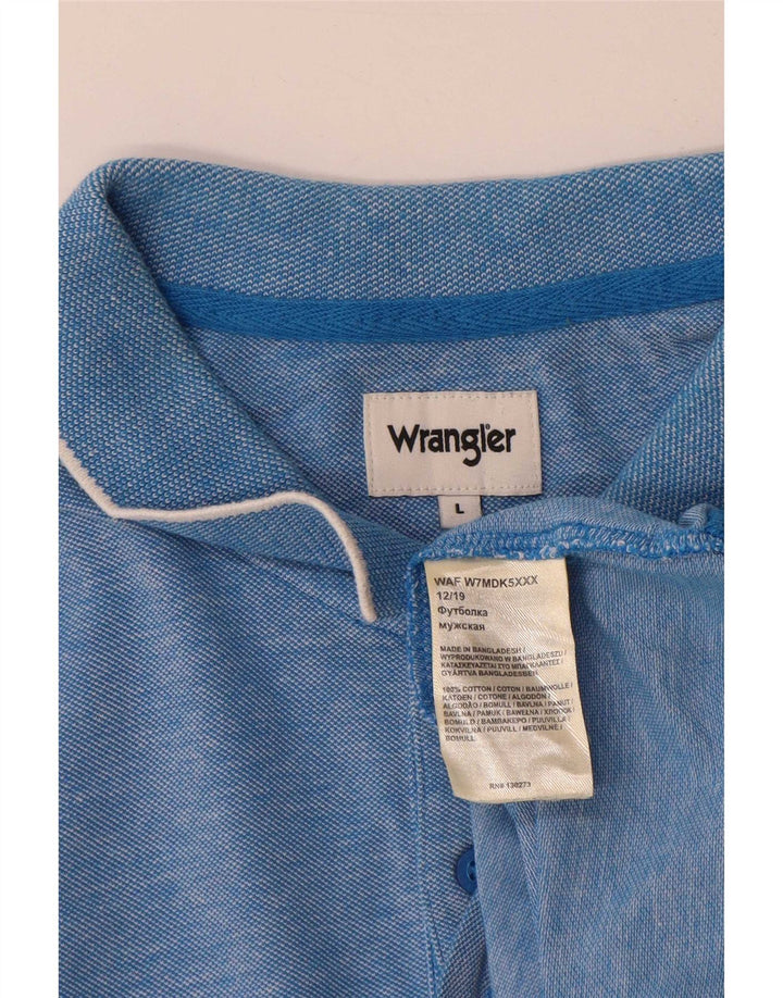 Wrangler Mens Polo Shirt Large Blue Cotton