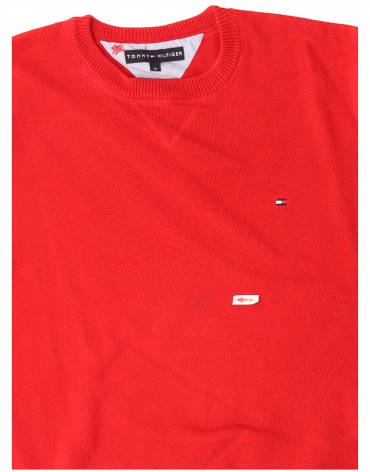 TOMMY HILFIGER Mens Crew Neck Jumper Sweater Medium Red Cotton