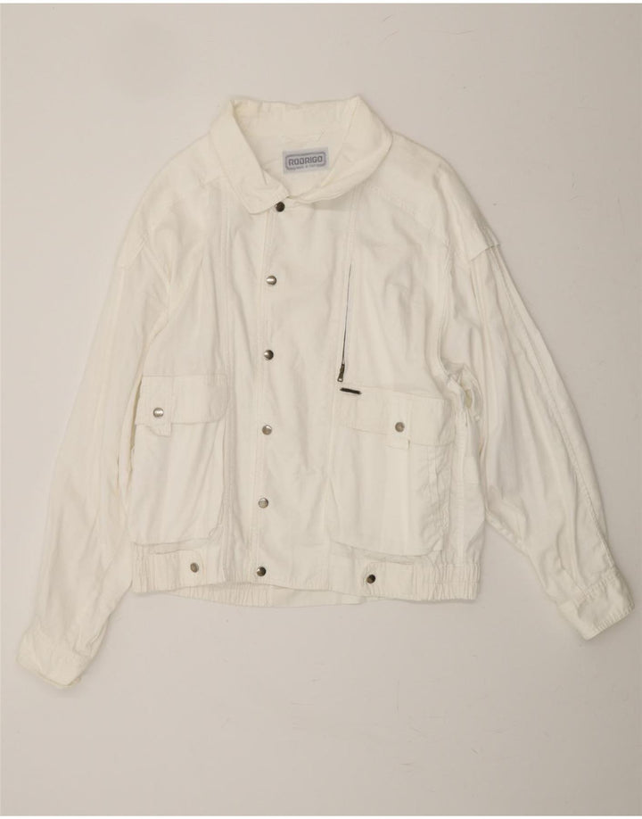 RODRIGO Mens Denim Jacket UK 36 Small White Cotton Vintage Rodrigo and Second-Hand Rodrigo from Messina Hembry 