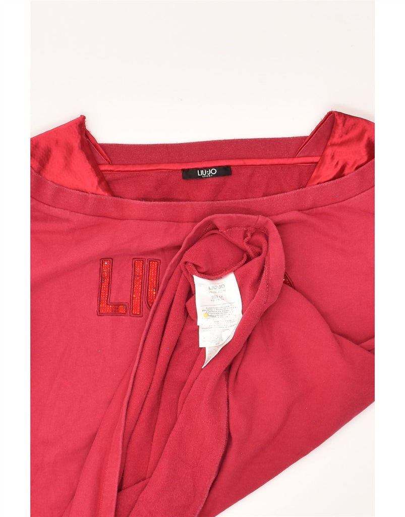 LIU JO Womens Graphic Top Long Sleeve UK 14 Medium Pink Cotton | Vintage Liu Jo | Thrift | Second-Hand Liu Jo | Used Clothing | Messina Hembry 