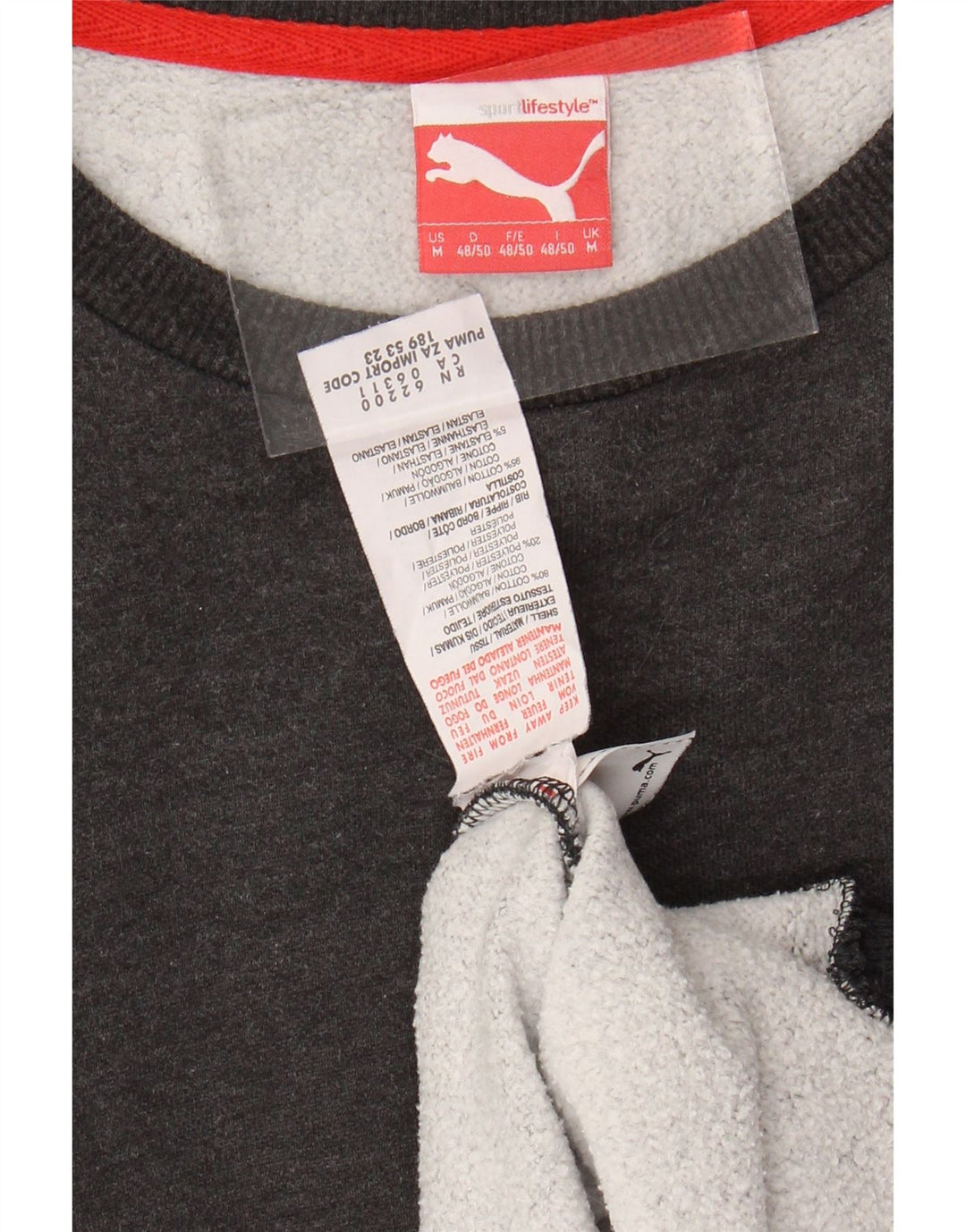 PUMA Mens Sweatshirt Jumper Medium Grey Cotton