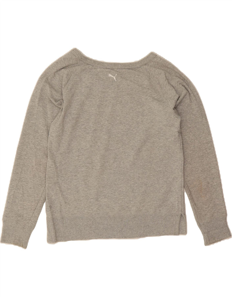 PUMA Womens Graphic Sweatshirt Jumper UK 12 Medium Grey Cotton Vintage Puma and Second-Hand Puma from Messina Hembry 
