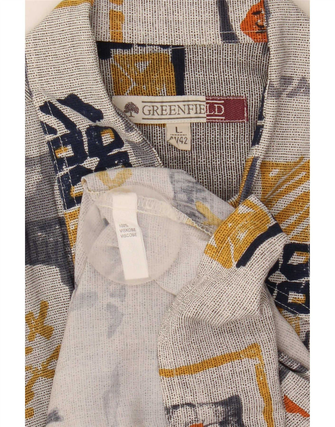 Greenfield Mens Short Sleeve Shirt Size 41/42 Large Multicoloured Patchwork