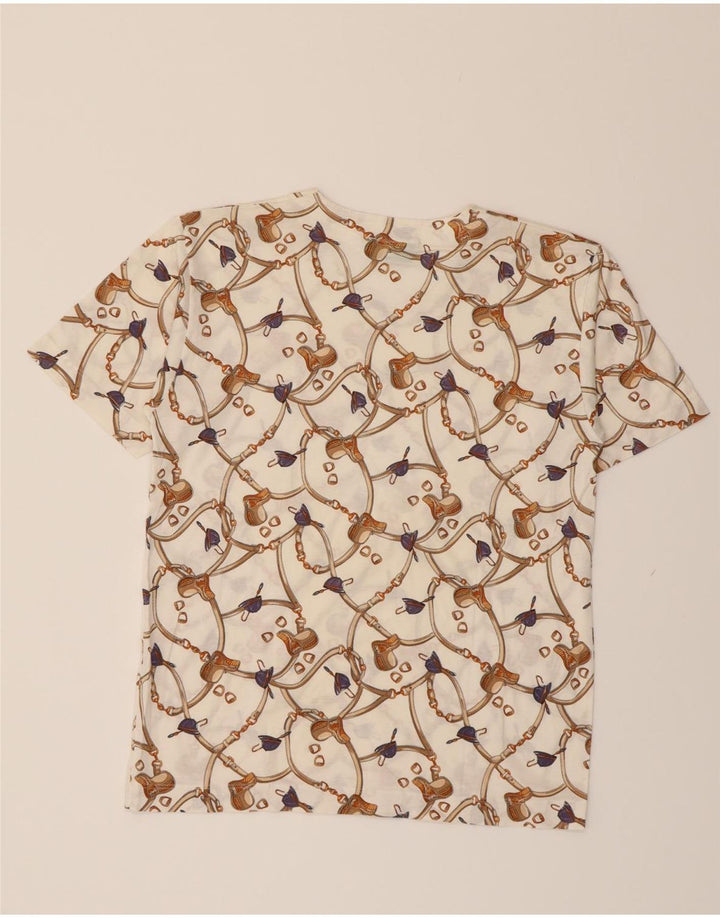 GLENFIELD Womens Riding Oversized Graphic T-Shirt Top UK 10 Small White Vintage Glenfield and Second-Hand Glenfield from Messina Hembry 
