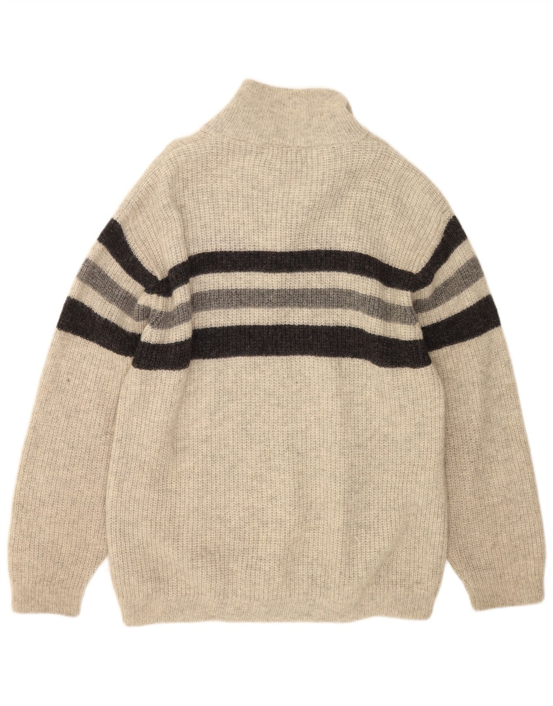 O'Neill Mens Polo Neck Jumper Sweater Large Grey Striped