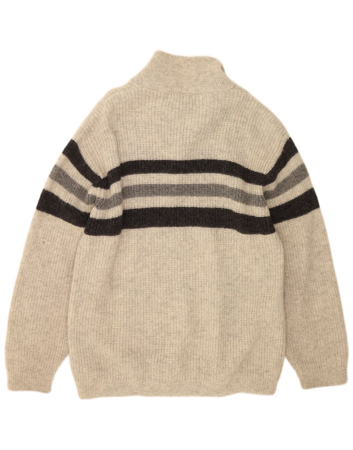 O'Neill Mens Polo Neck Jumper Sweater Large Grey Striped
