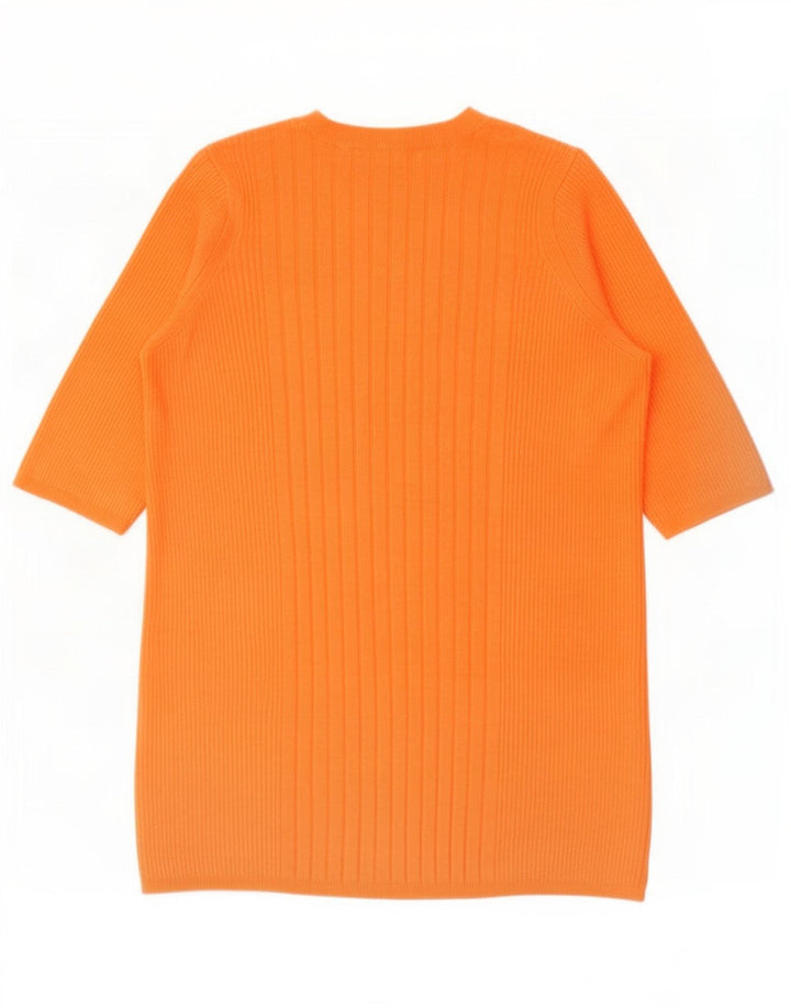 Marks & Spencer Womens Top 3/4 Sleeve UK 12 Medium Orange Viscose