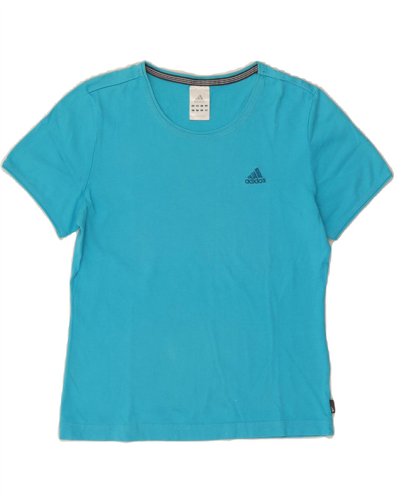 ADIDAS Womens T-Shirt Top UK 12 Medium Blue Cotton Vintage Adidas and Second-Hand Adidas from Messina Hembry 