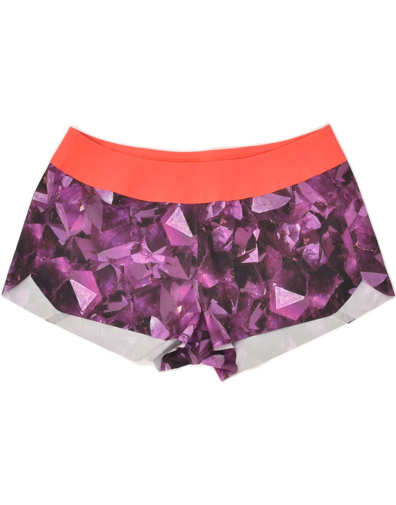 REEBOK Womens Cross Fit Sport Shorts UK 8 Small Purple Geometric Polyester | Vintage Reebok | Thrift | Second-Hand Reebok | Used Clothing | Messina Hembry 