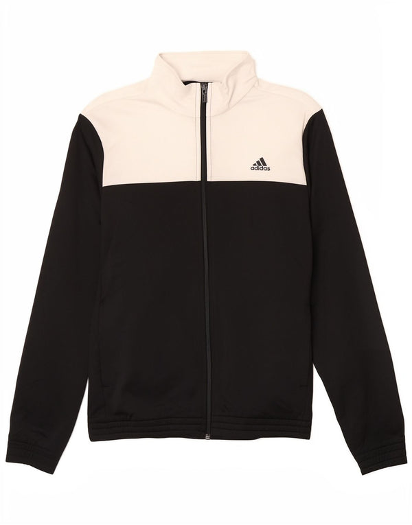 Adidas Boys Windproof Tracksuit Top Jacket 14-15 Years Black Colourblock