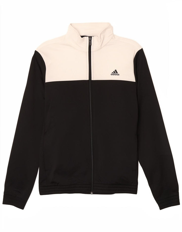 Adidas Boys Windproof Tracksuit Top Jacket 14-15 Years Black Colourblock