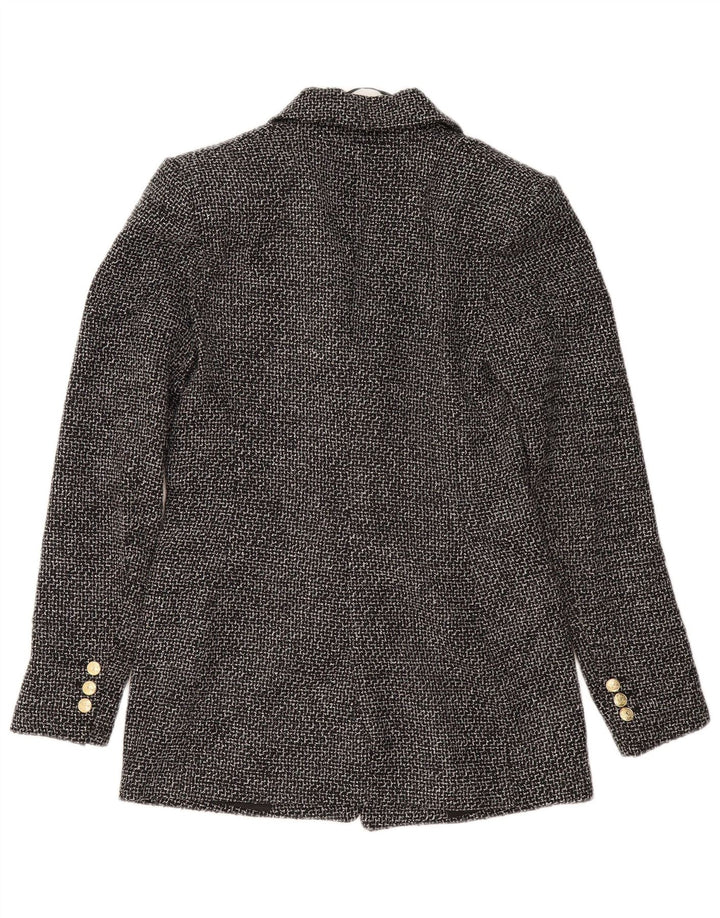 ZARA Womens Double Breasted Blazer Jacket UK 6 XS Grey Polyester