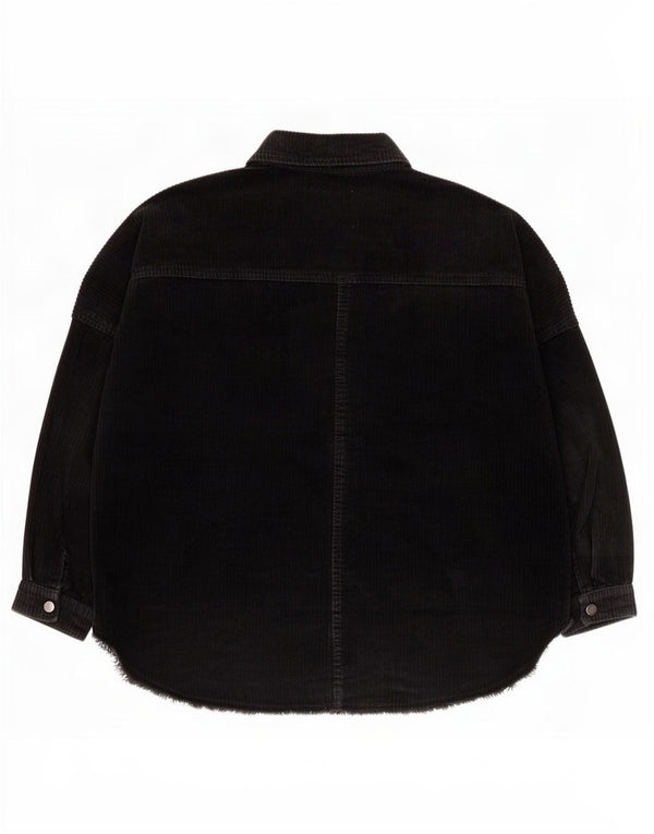 Zara Womens Oversized Corduroy Shirt UK 6 XS Black Cotton