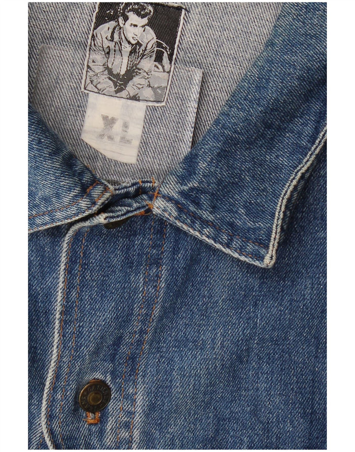 VINTAGE Mens Denim Jacket UK 42 XL Blue Cotton