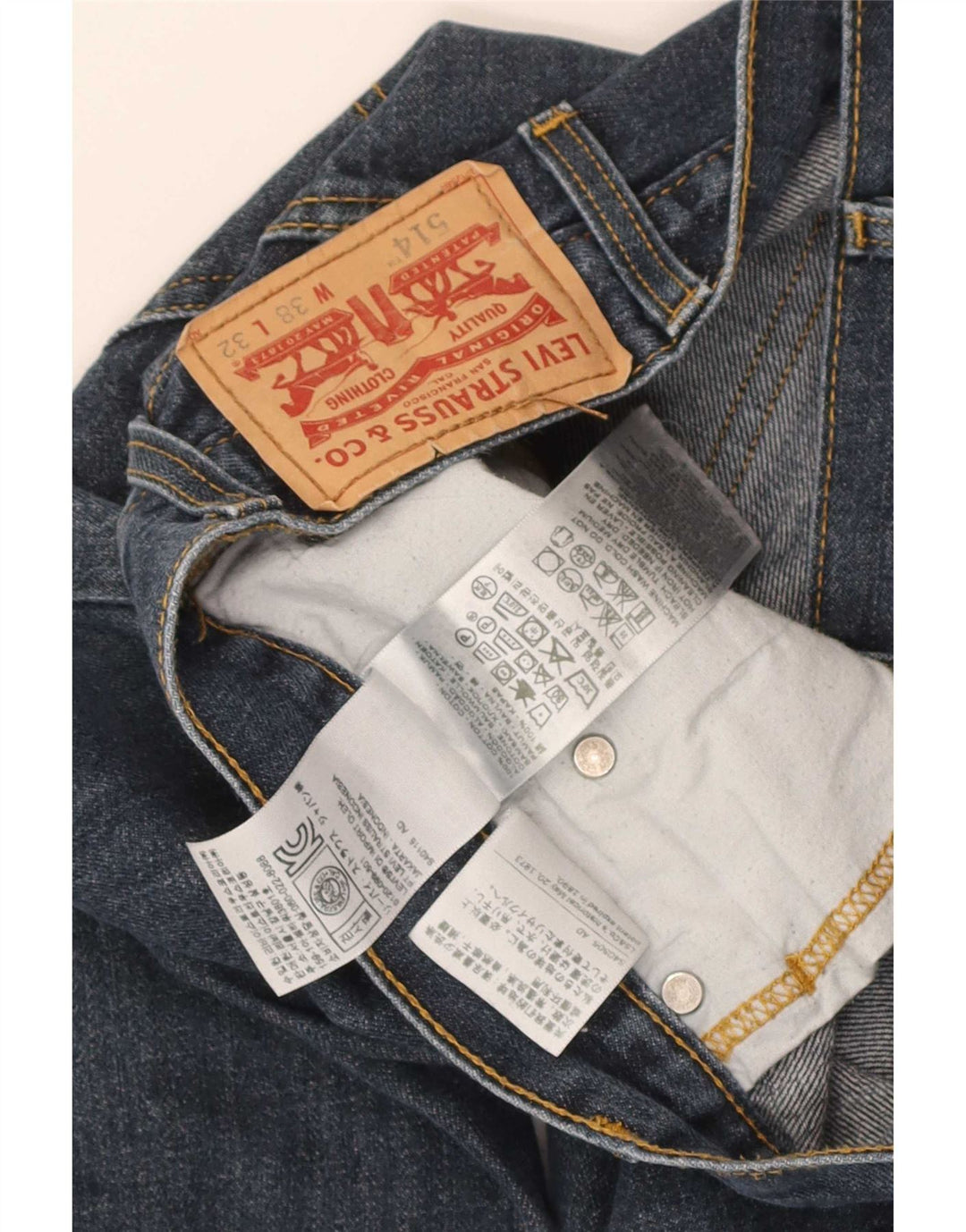 Levi's Mens 514 Straight Jeans W38 L32 Blue Cotton