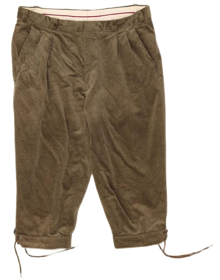 RODEO Mens Pegged Capri Corduroy Trousers IT 48 Medium W32 L19 Khaki