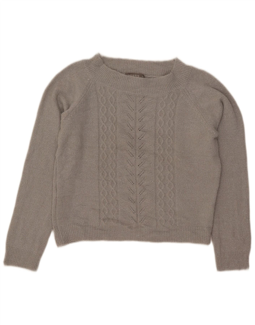Oasis Womens Crop Boat Neck Jumper Sweater UK 14 Medium Grey Acrylic