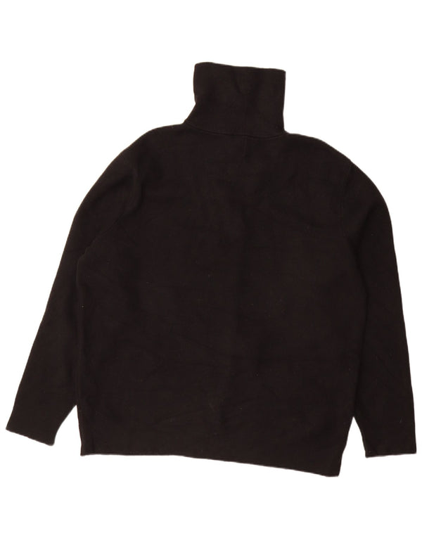 Zara Mens Zip Neck Jumper Sweater XL Black Viscose