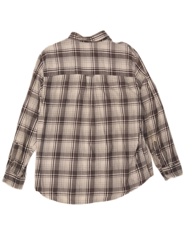 Chaps Mens Flannel Shirt Large Grey Check Cotton