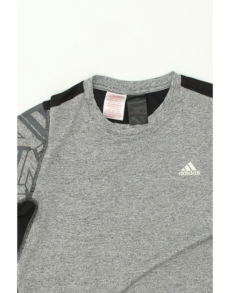 ADIDAS Boys Graphic T-Shirt Top 11-12 Years Grey Colourblock Polyester | Vintage Adidas | Thrift | Second-Hand Adidas | Used Clothing | Messina Hembry 