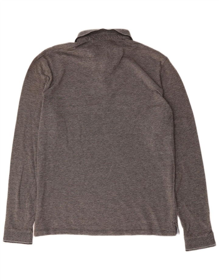 WRANGLER Mens Long Sleeve Polo Shirt XL Grey Cotton