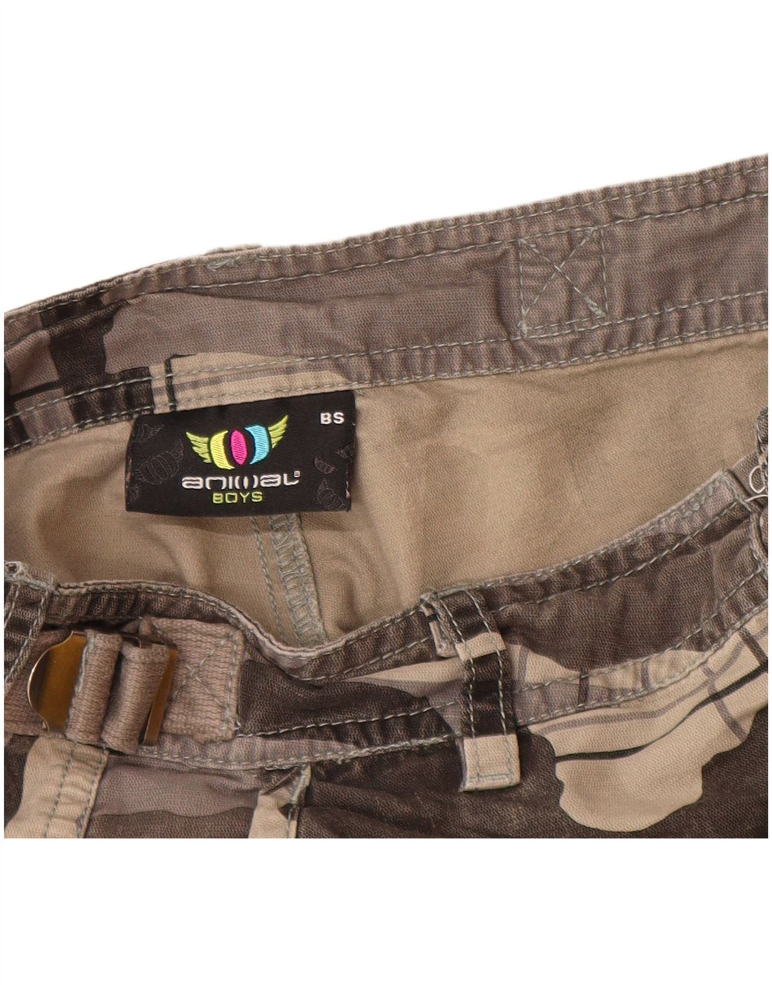 ANIMAL Boys Cargo Shorts 7-8 Years W24  Grey Camouflage Cotton