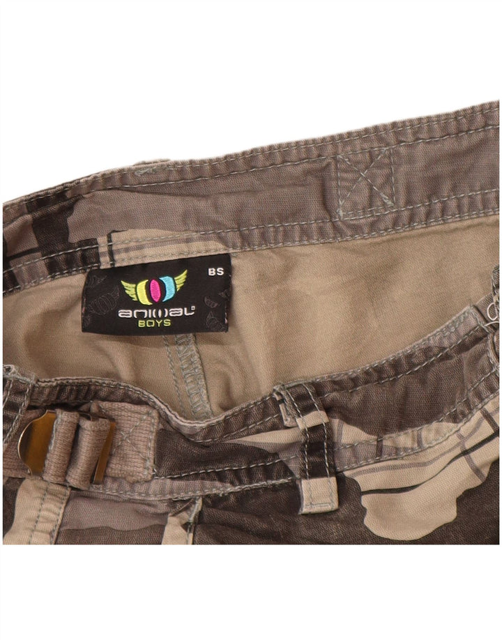 ANIMAL Boys Cargo Shorts 7-8 Years W24  Grey Camouflage Cotton
