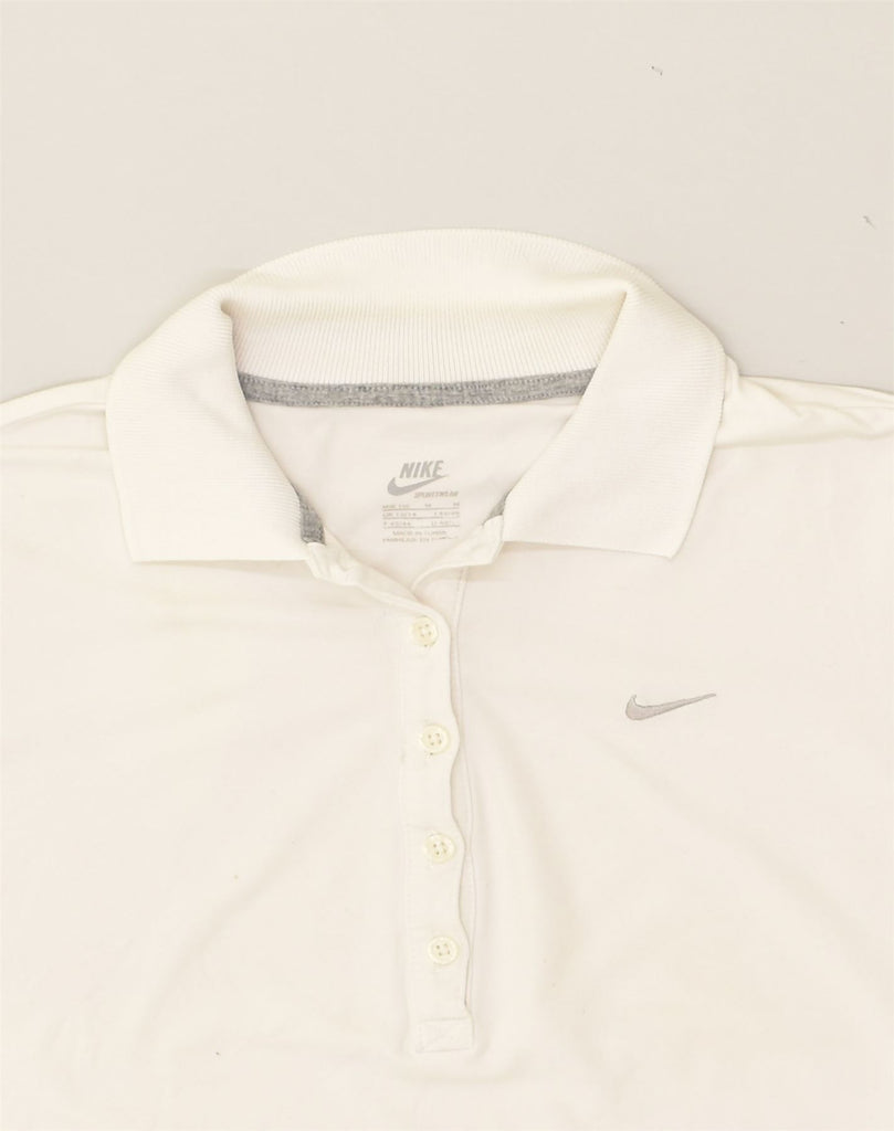 NIKE Womens Polo Shirt UK 12/14  Medium White Cotton | Vintage Nike | Thrift | Second-Hand Nike | Used Clothing | Messina Hembry 