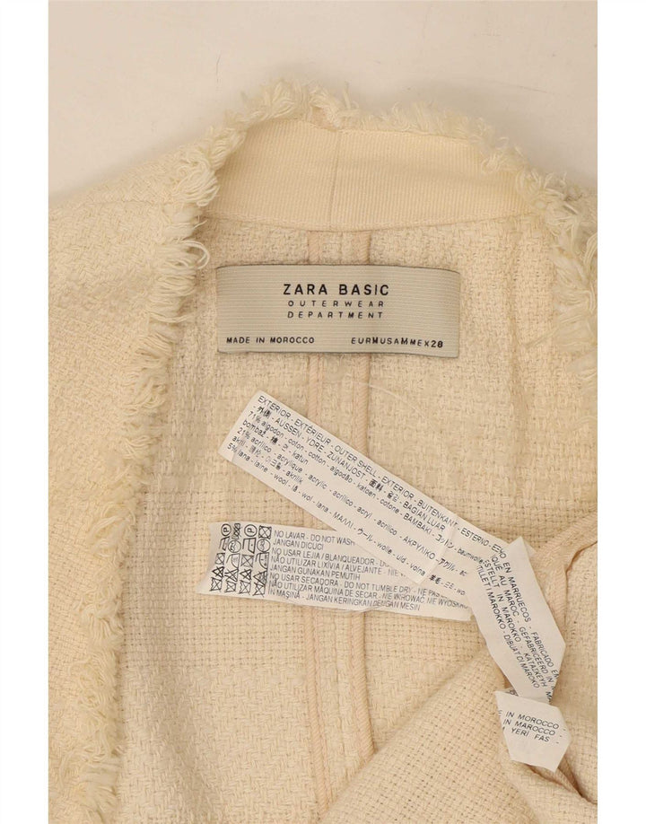 Zara Womens Open Overcoat UK 12 Medium Off White Cotton