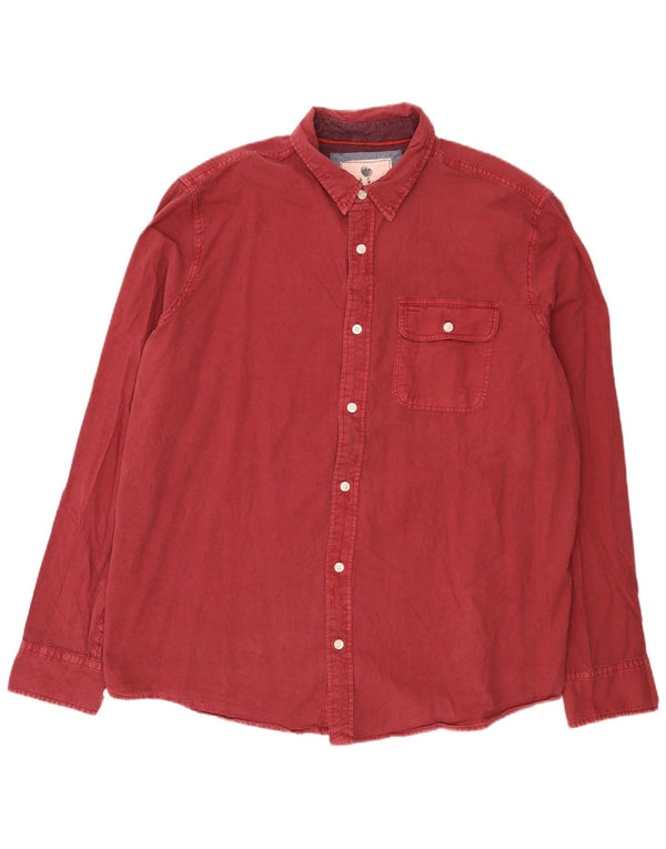 Fat Face Mens Shirt 2XL Burgundy Cotton