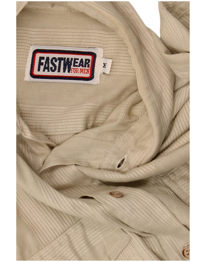 Vintage Mens Short Sleeve Shirt Medium Beige