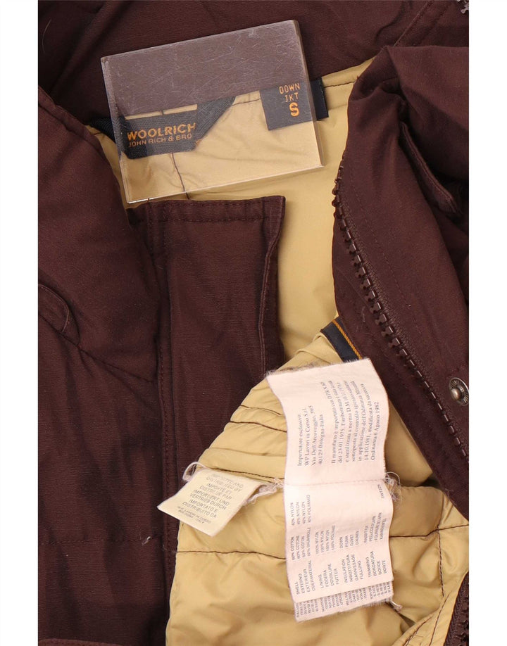 Woolrich Womens Padded Coat UK 10 Small Brown Cotton