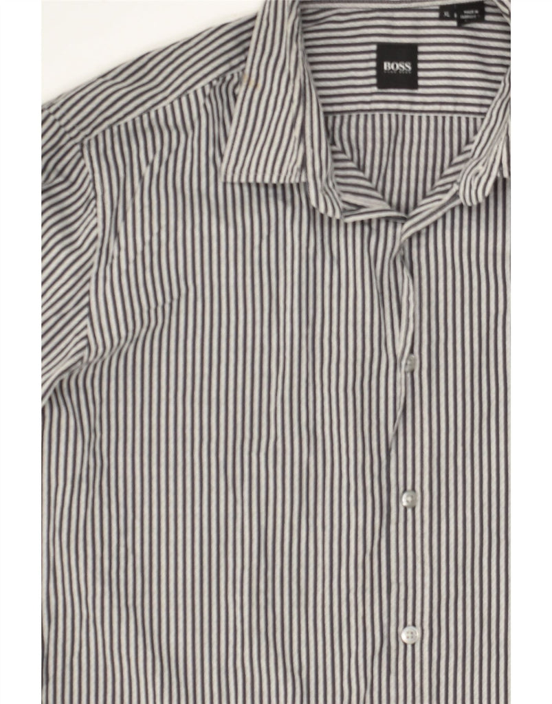 HUGO BOSS Mens Shirt XL Grey Striped Cotton | Vintage Hugo Boss | Thrift | Second-Hand Hugo Boss | Used Clothing | Messina Hembry 