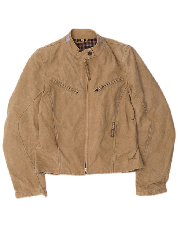 Tucano Urbano Womens Racer Jacket UK 10 Small Beige Cotton
