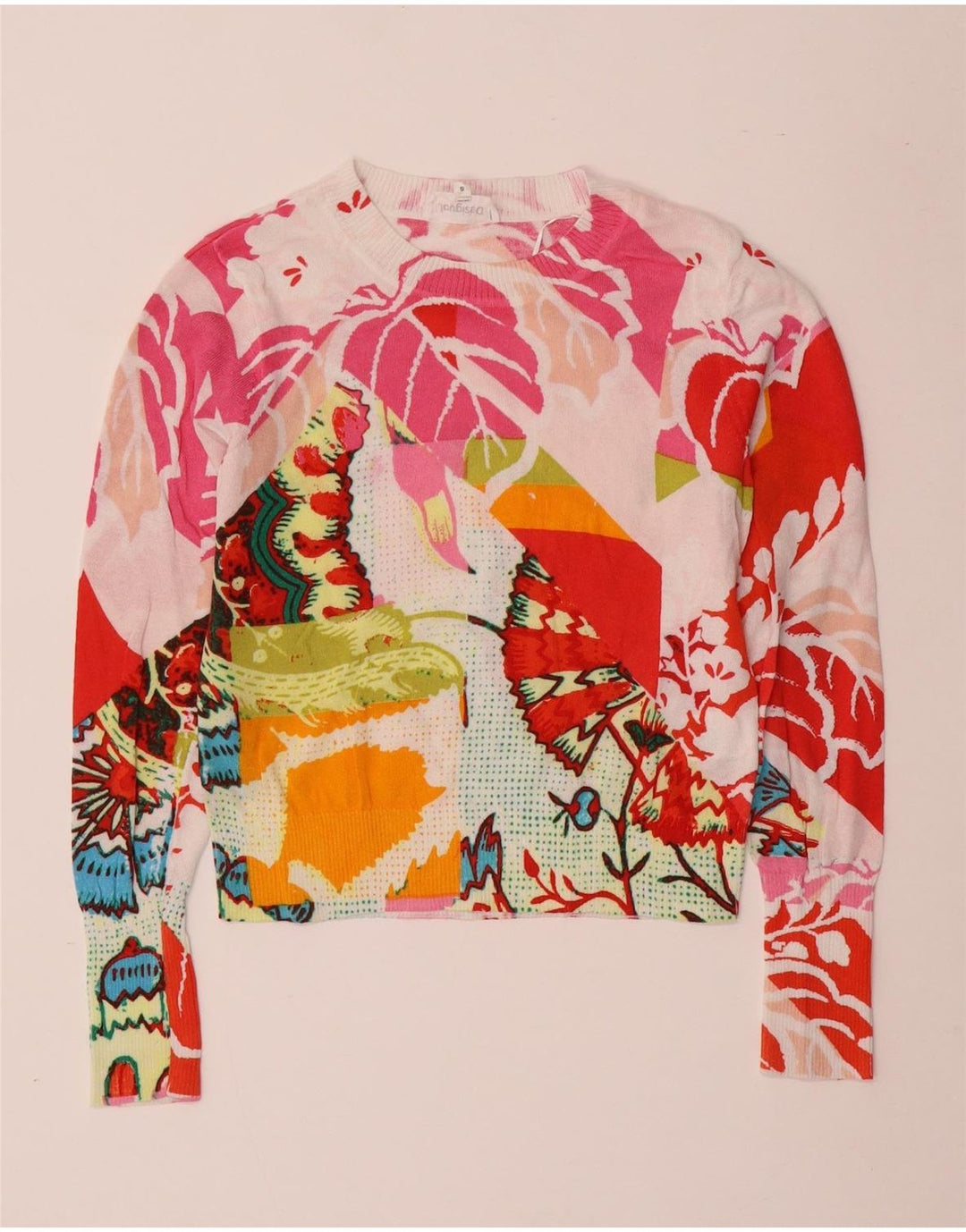 Desigual Womens Crew Neck Jumper Sweater UK 10 Small Multicoloured Floral