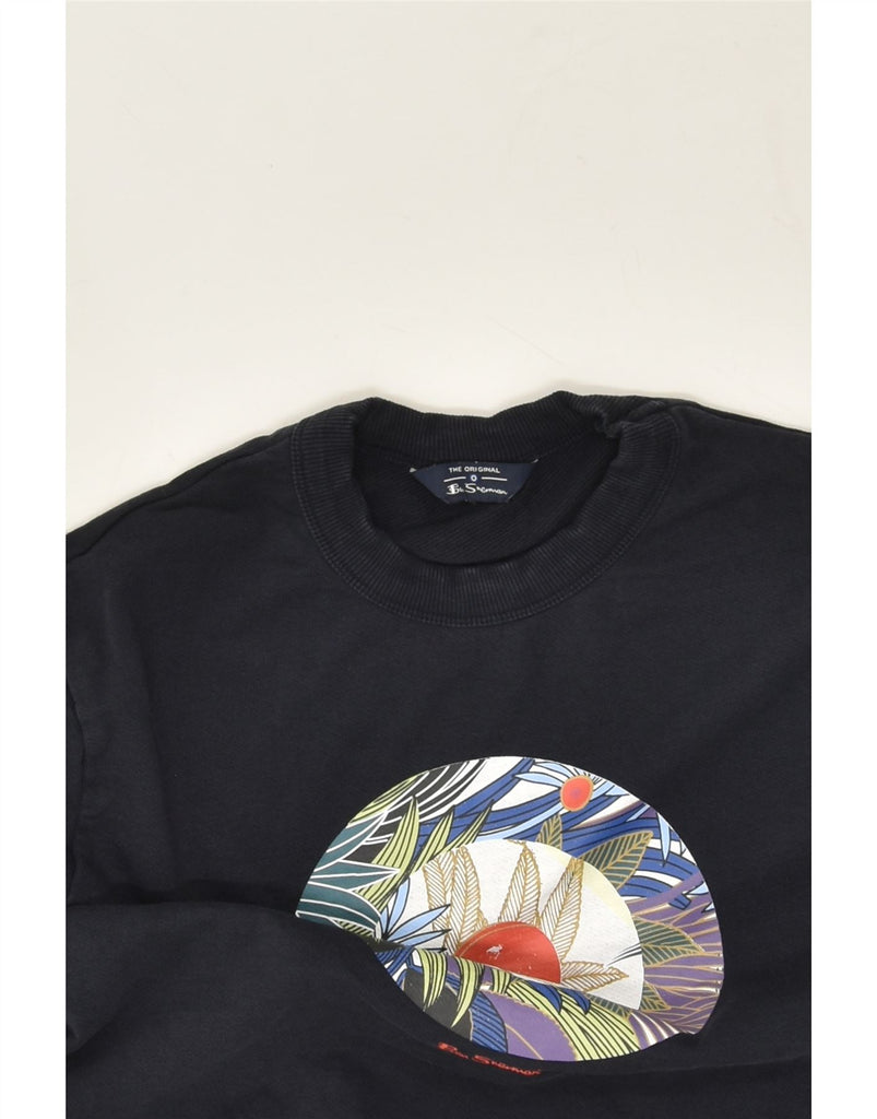 BEN SHERMAN Mens Graphic Sweatshirt Jumper Small Navy Blue Cotton | Vintage Ben Sherman | Thrift | Second-Hand Ben Sherman | Used Clothing | Messina Hembry 