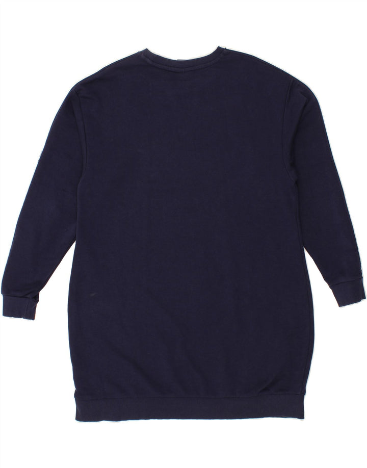 PUMA Womens Longline Graphic Sweatshirt Jumper UK 14 Large Navy Blue Vintage Puma and Second-Hand Puma from Messina Hembry 