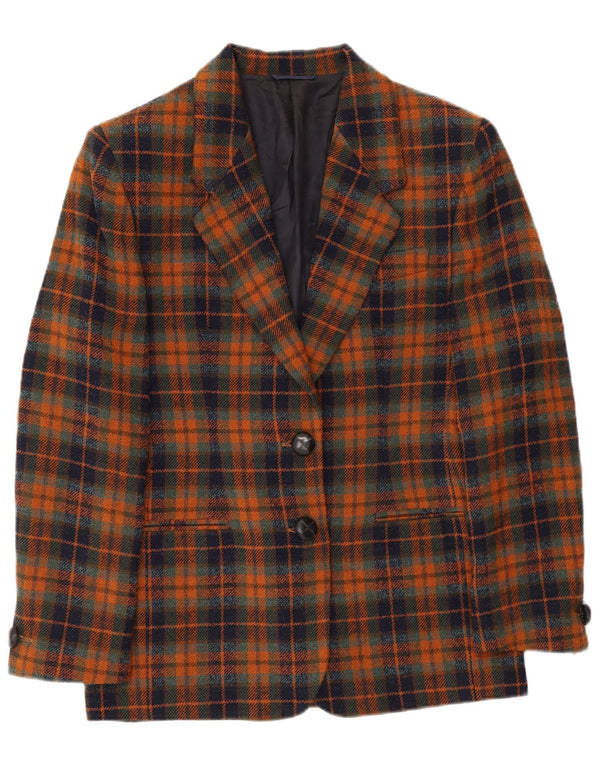 Caractere Womens 2 Button Blazer Jacket UK 10 Small Brown Check Classic