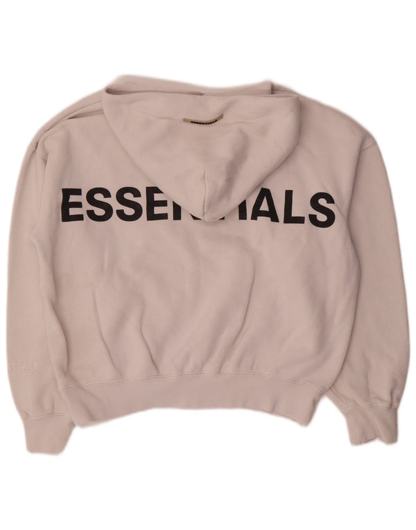 Essentials Womens Graphic Oversized Hoodie Jumper UK 2 2XS White Cotton