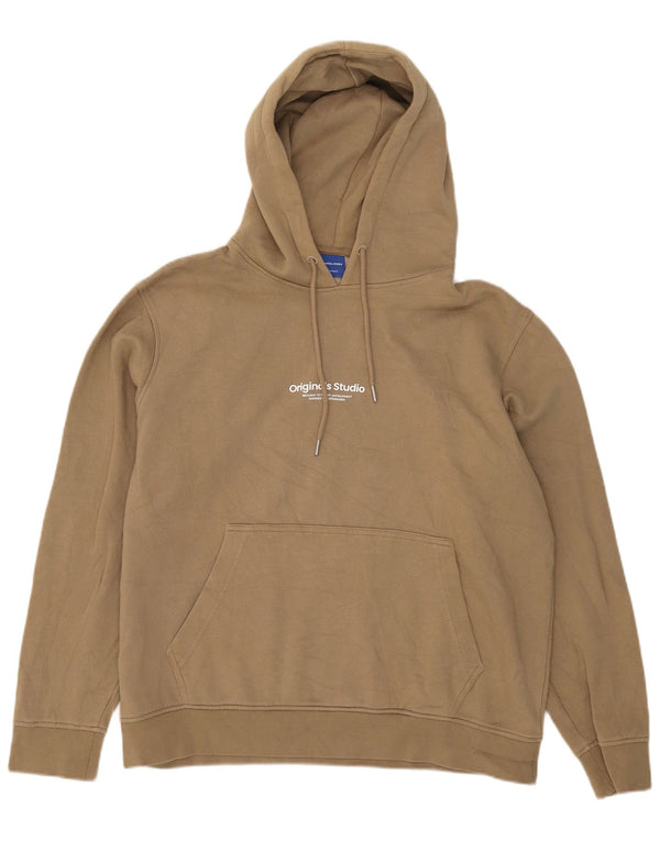 Jack & Jones Mens Hoodie Jumper XL Beige Cotton