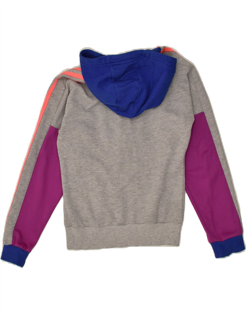 ADIDAS Girls Zip Hoodie Sweater 9-10 Years Grey Colourblock Cotton | Vintage Adidas | Thrift | Second-Hand Adidas | Used Clothing | Messina Hembry 
