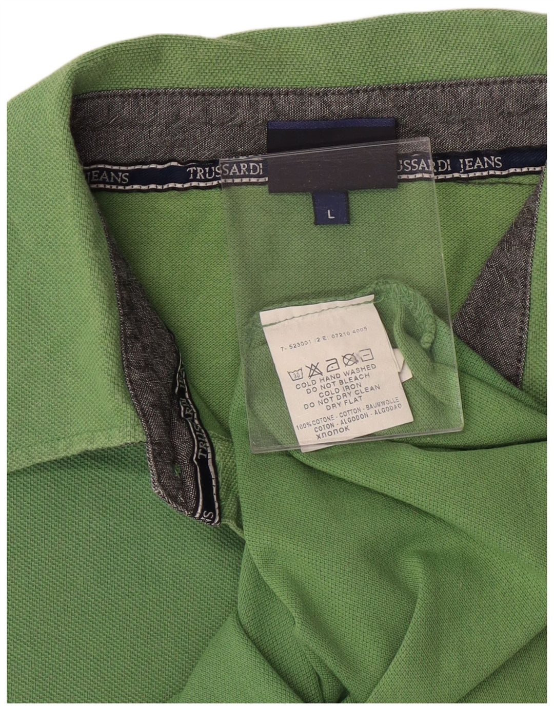 TRUSSARDI JEANS Mens Polo Shirt Large Green Cotton