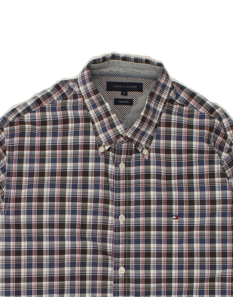 TOMMY HILFIGER Mens Shirt Large Grey Check Cotton | Vintage Tommy Hilfiger | Thrift | Second-Hand Tommy Hilfiger | Used Clothing | Messina Hembry 