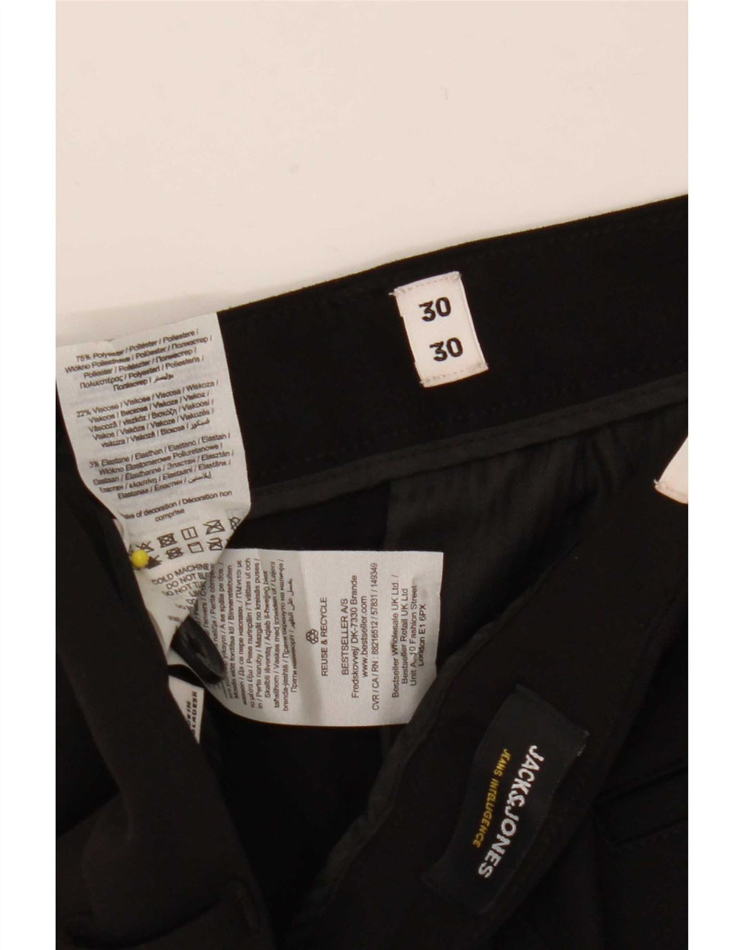 Jack & Jones Mens Marco Slim Chino Trousers W30 L30 Black Polyester