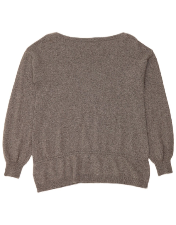 REISS Womens Boat Neck Jumper Sweater UK 14 Medium Grey Viscose